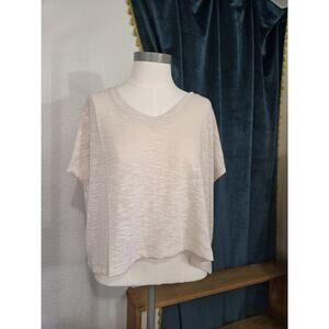 Zenana Women's Lightweight Knit Top Beige White Sand Size XL Crop High Low